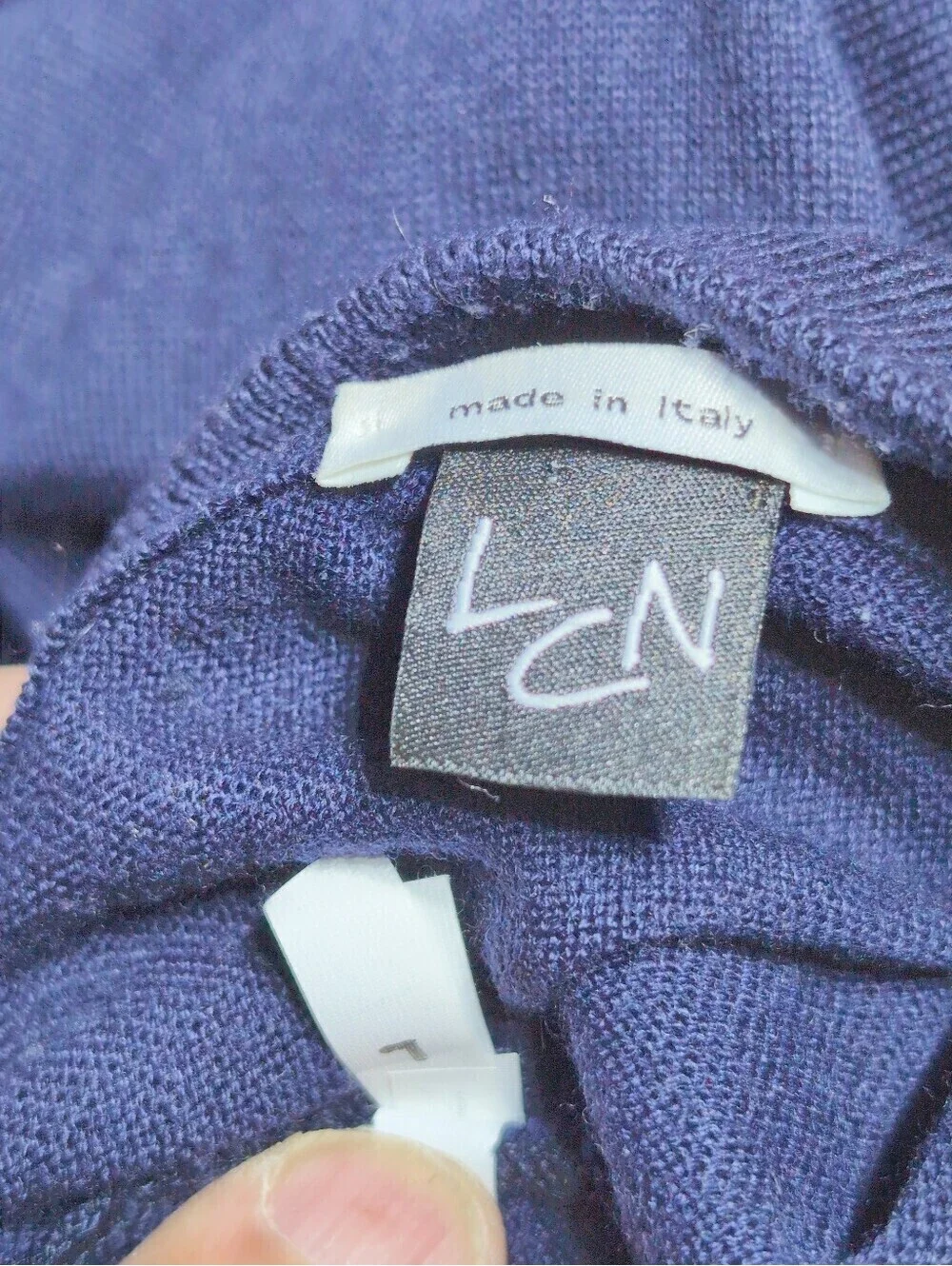 LCN by Alcione L Merino Wool Blend Men's Navy Mock Neck Sweater
